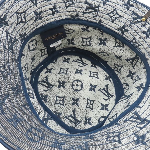 Louis Vuitton Hat Bob Denim Hat Nylon Cotton Acrylic Blue M Gold Hardware Blue