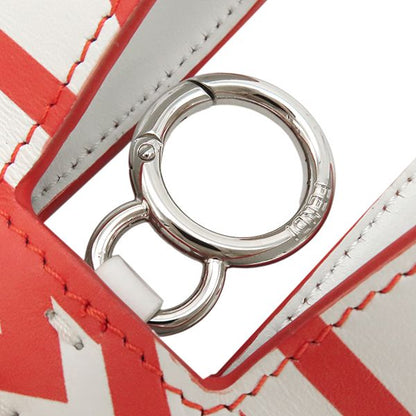 Fendi Shoulder Bag Bustina Bunny Leather Red X White Silver Hardware Marc