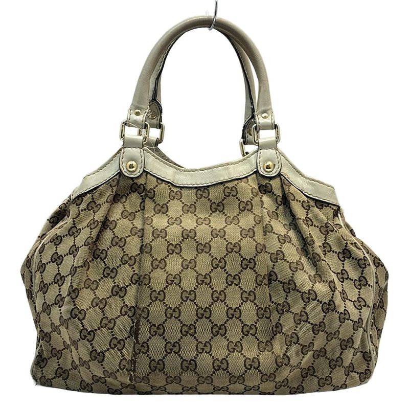 Gucci Tote Bag Sookie GG Pattern 211944 Beige Dark Brown And Ivory Leather