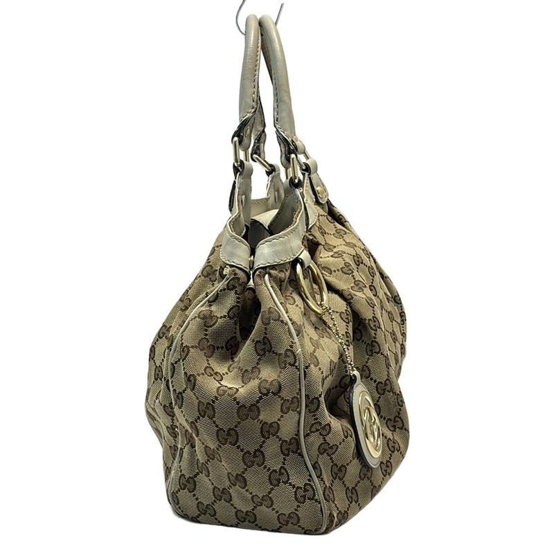 Gucci Tote Bag Sookie GG Pattern 211944 Beige Dark Brown And Ivory Leather