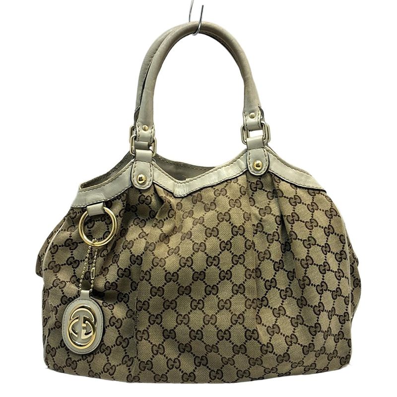 Gucci Tote Bag Sookie GG Pattern 211944 Beige Dark Brown And Ivory Leather