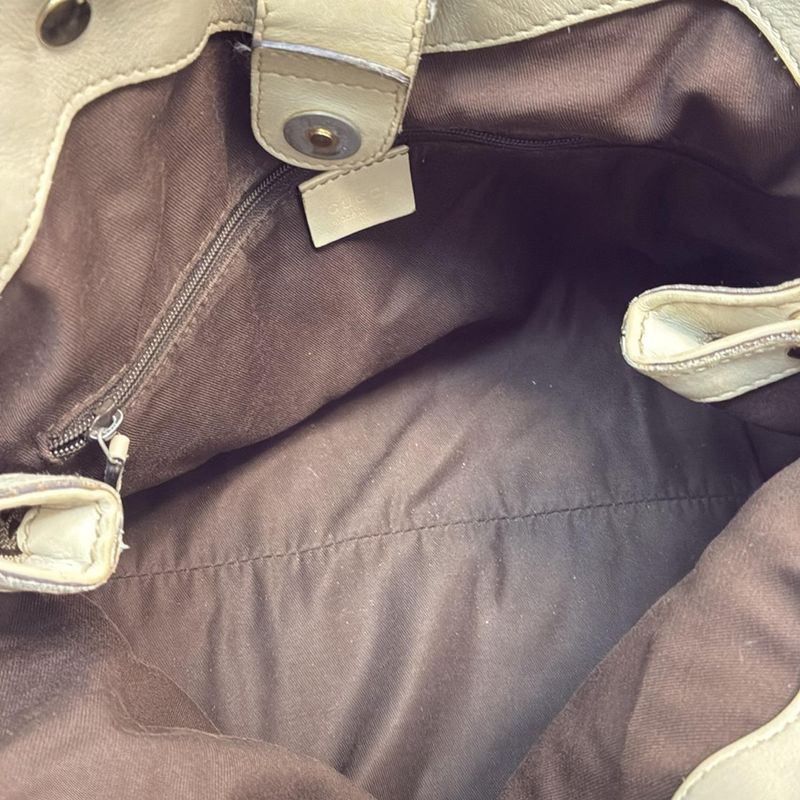 Gucci Tote Bag Sookie GG Pattern 211944 Beige Dark Brown And Ivory Leather