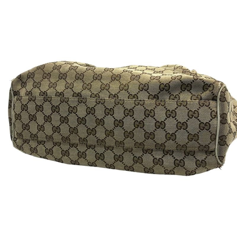 Gucci Tote Bag Sookie GG Pattern 211944 Beige Dark Brown And Ivory Leather