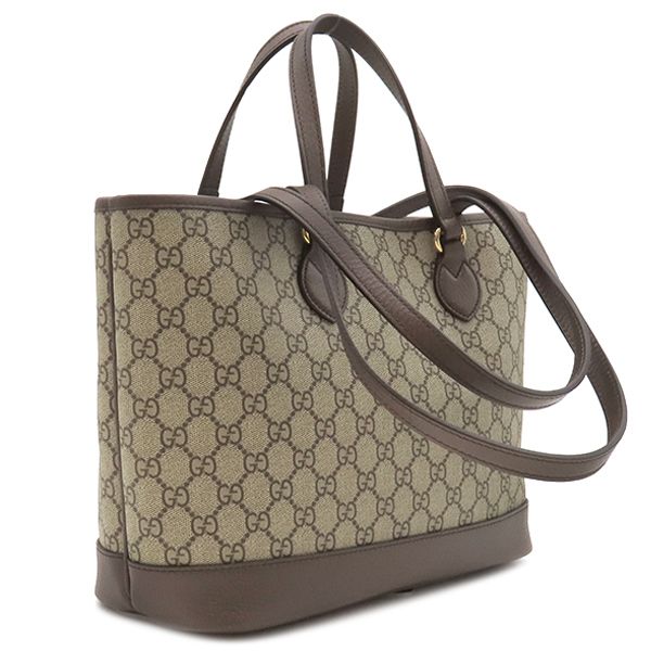 Gucci 2-Way Bag Ophidia Small Tote Bag GG Supreme Canvas Beige and Ebony Gold