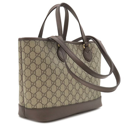 Gucci 2-Way Bag Ophidia Small Tote Bag GG Supreme Canvas Beige and Ebony Gold