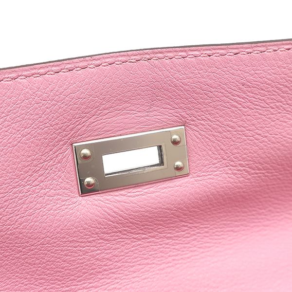 Hermes Handbag Pochette Kelly Swift Etoupe X Uno Pink Silver Hardware Glazed