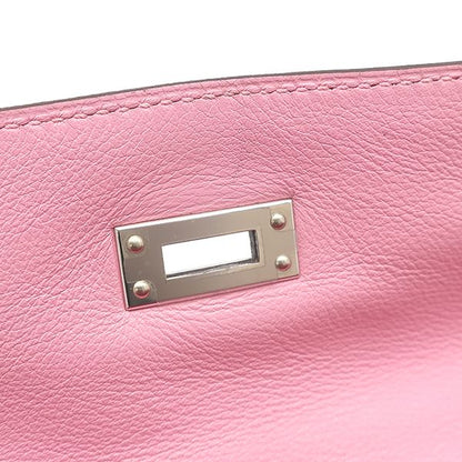 Hermes Handbag Pochette Kelly Swift Etoupe X Uno Pink Silver Hardware Glazed