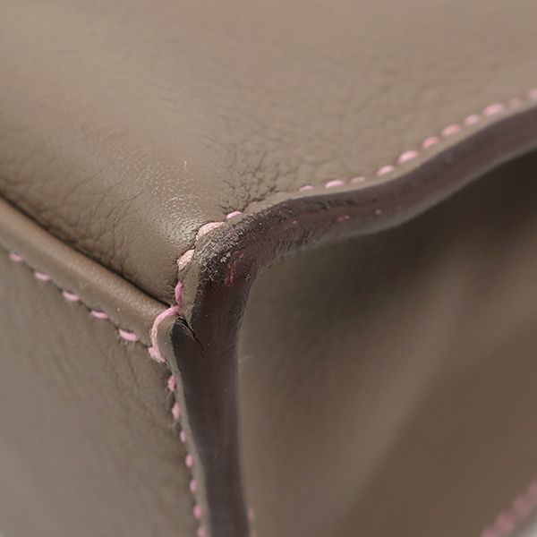 Hermes Handbag Pochette Kelly Swift Etoupe X Uno Pink Silver Hardware Glazed