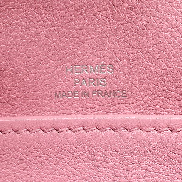 Hermes Handbag Pochette Kelly Swift Etoupe X Uno Pink Silver Hardware Glazed