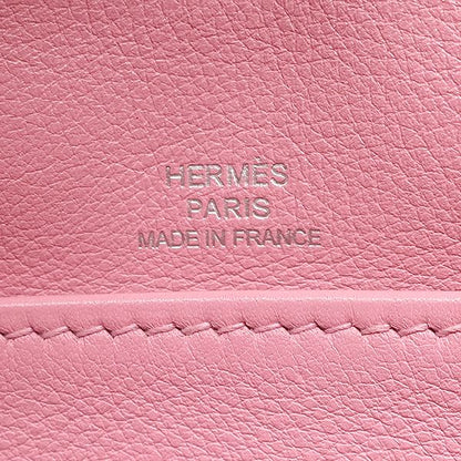 Hermes Handbag Pochette Kelly Swift Etoupe X Uno Pink Silver Hardware Glazed
