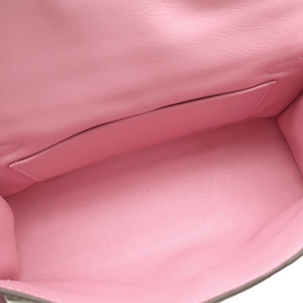 Hermes Handbag Pochette Kelly Swift Etoupe X Uno Pink Silver Hardware Glazed