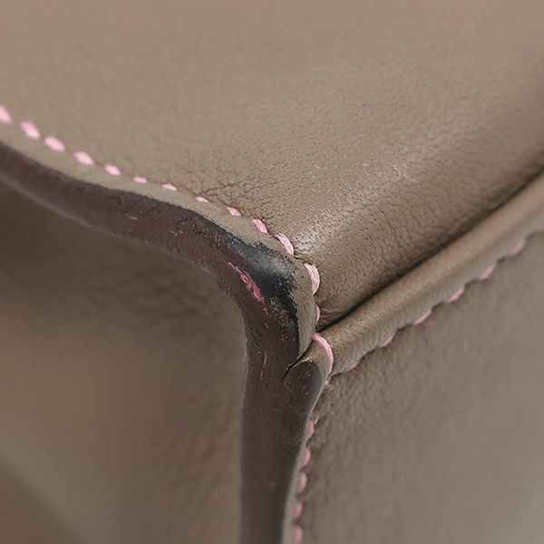 Hermes Handbag Pochette Kelly Swift Etoupe X Uno Pink Silver Hardware Glazed