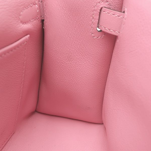 Hermes Handbag Pochette Kelly Swift Etoupe X Uno Pink Silver Hardware Glazed