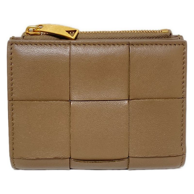 Bottega Veneta Bifold Wallet Cassette Maxi Intrecciato Brown Leather