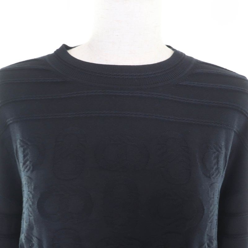 Hermes 23SS 3e2614d3 Silk-blend Chaine D'ancre Crewneck Long Sleeve Knit Black