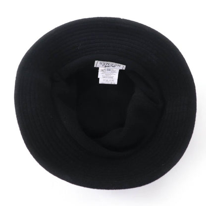 Hermes 100% Cashmere Lined Design Hat Black 56 With Box Made In France Genuine