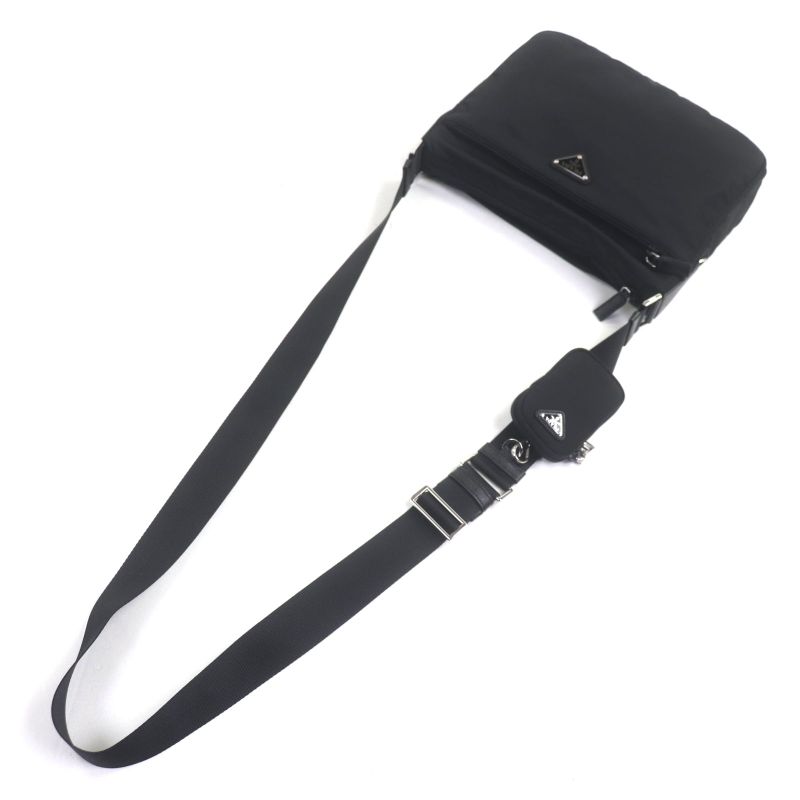 Prada 1bc421 Nylon Saffiano Leather Re-nylon Triangle Logo Triangle Plate