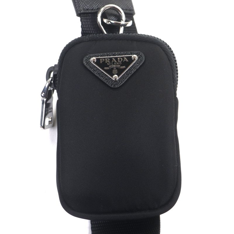 Prada 1bc421 Nylon Saffiano Leather Re-nylon Triangle Logo Triangle Plate