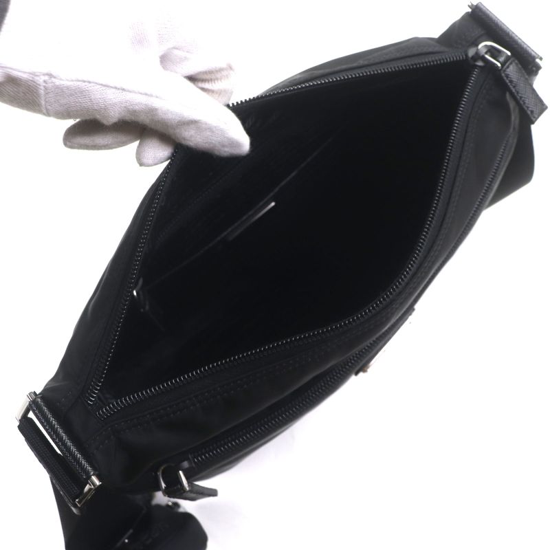 Prada 1bc421 Nylon Saffiano Leather Re-nylon Triangle Logo Triangle Plate