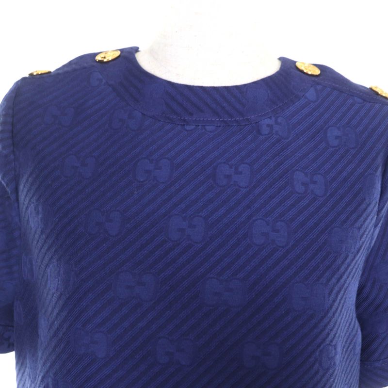 Gucci 610872 Silk Blend GG Pattern With Anchor Buttons Back Design Short