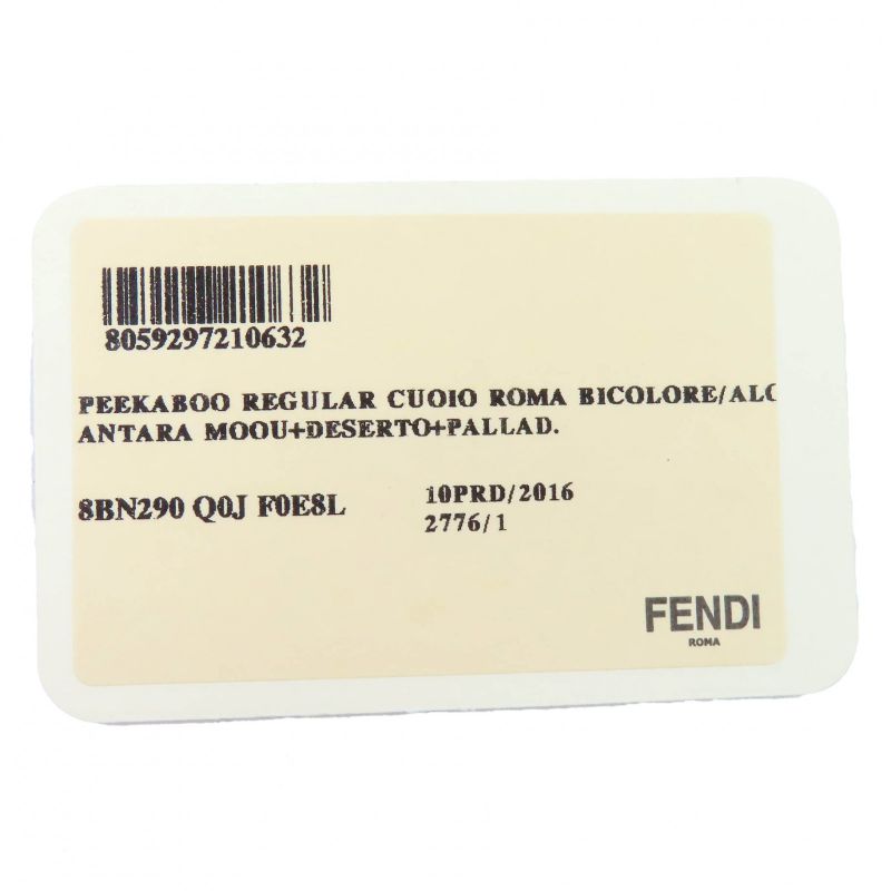 Fendi 8bn290 Peekaboo Regular Leather 2WAY Handbag Shoulder Bag Brown Made In