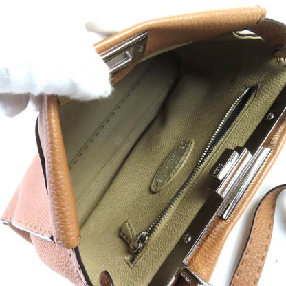 Fendi 8bn290 Peekaboo Regular Leather 2WAY Handbag Shoulder Bag Brown Made In