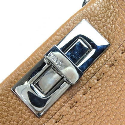 Fendi 8bn290 Peekaboo Regular Leather 2WAY Handbag Shoulder Bag Brown Made In