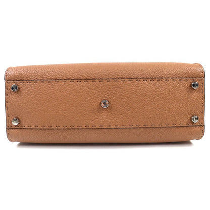 Fendi 8bn290 Peekaboo Regular Leather 2WAY Handbag Shoulder Bag Brown Made In