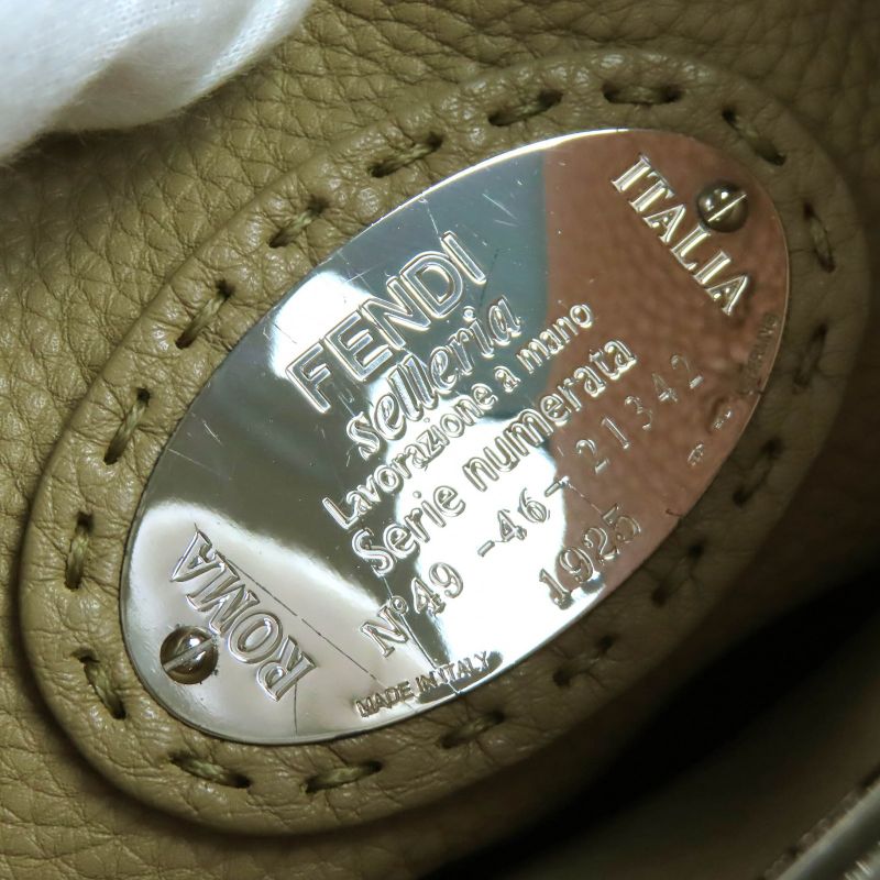 Fendi 8bn290 Peekaboo Regular Leather 2WAY Handbag Shoulder Bag Brown Made In