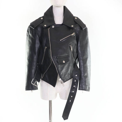 Balenciaga 446474 Swing Top Leather Riders Jacket Black 34 Women