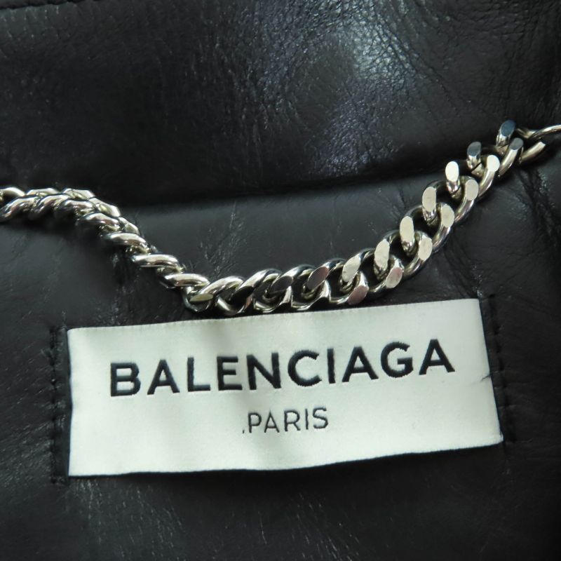 Balenciaga 446474 Swing Top Leather Riders Jacket Black 34 Women
