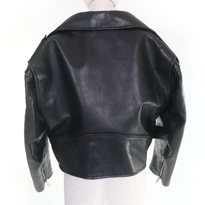 Balenciaga 446474 Swing Top Leather Riders Jacket Black 34 Women