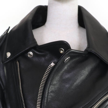 Balenciaga 446474 Swing Top Leather Riders Jacket Black 34 Women