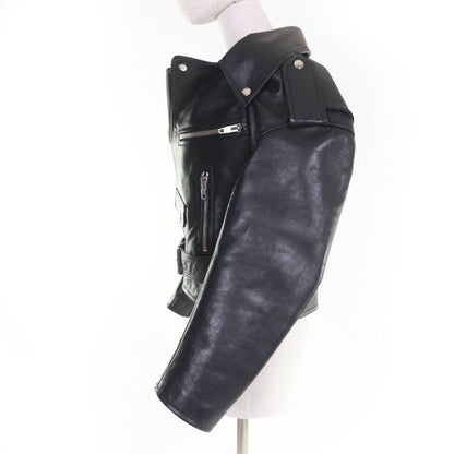 Balenciaga 446474 Swing Top Leather Riders Jacket Black 34 Women