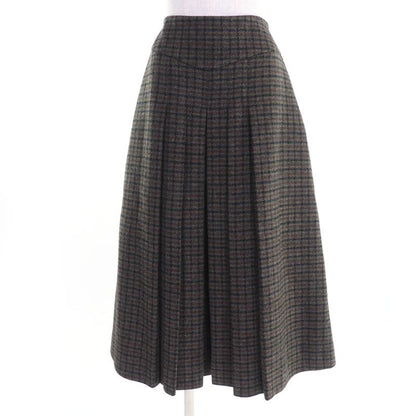 Celine 2j105241f 100% Wool Eddy Period Checked Pleated Skirt Brown 40 Made In