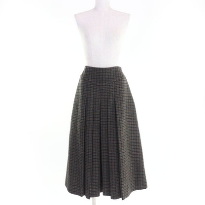 Celine 2j105241f 100% Wool Eddy Period Checked Pleated Skirt Brown 40 Made In
