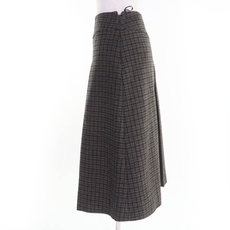 Celine 2j105241f 100% Wool Eddy Period Checked Pleated Skirt Brown 40 Made In