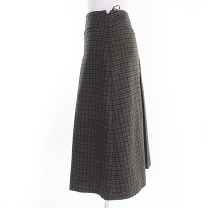 Celine 2j105241f 100% Wool Eddy Period Checked Pleated Skirt Brown 40 Made In