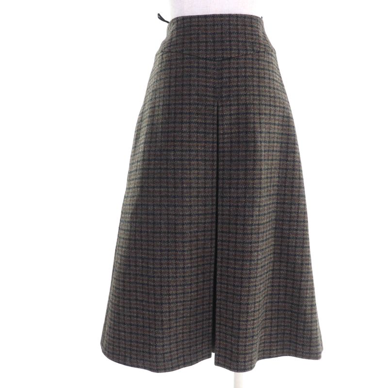 Celine 2j105241f 100% Wool Eddy Period Checked Pleated Skirt Brown 40 Made In