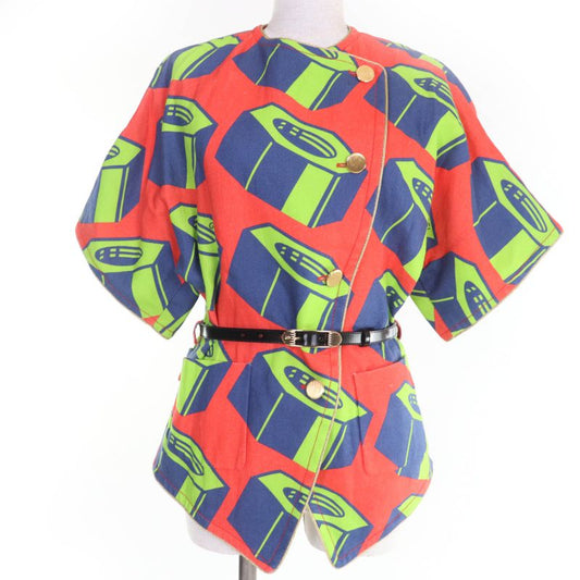 Gucci 23SS 746401 100% Linen Nut Print Jacket With Belt Multicolor 36 Hanger