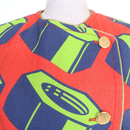 Gucci 23SS 746401 100% Linen Nut Print Jacket With Belt Multicolor 36 Hanger