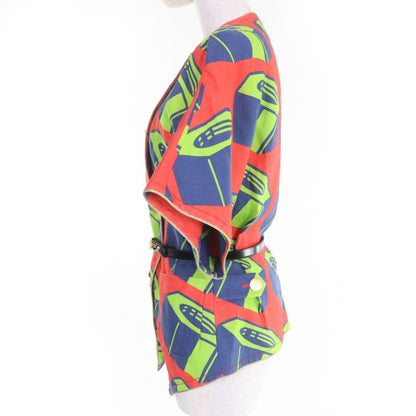 Gucci 23SS 746401 100% Linen Nut Print Jacket With Belt Multicolor 36 Hanger