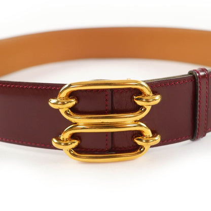 Hermes Vintage Leather Gold Hardware 1981 Chaine D'ancre Motif Leather Belt