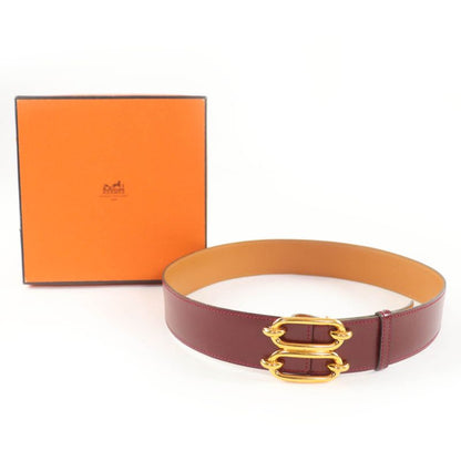 Hermes Vintage Leather Gold Hardware 1981 Chaine D'ancre Motif Leather Belt