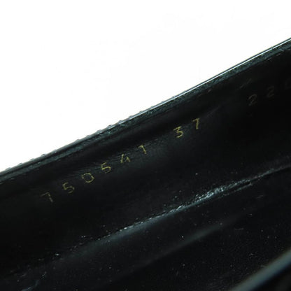 Gucci 750541 Ribbon Motif GG Patent Leather Ballet Shoes Pumps Black 37 With