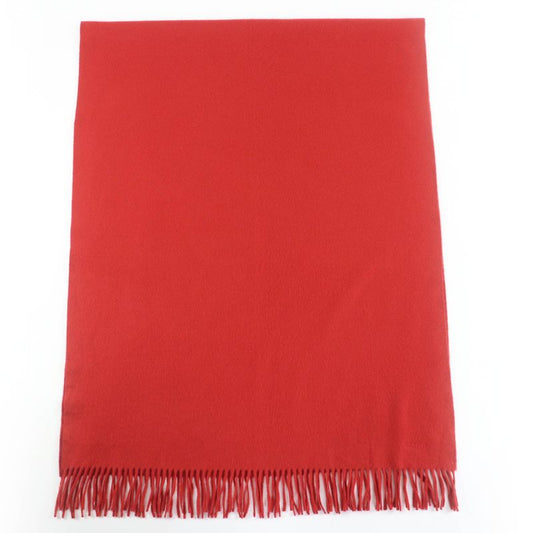 Hermes 100% Cashmere Large Shawl Scarf With Logo Embroidery And Fringe Orange