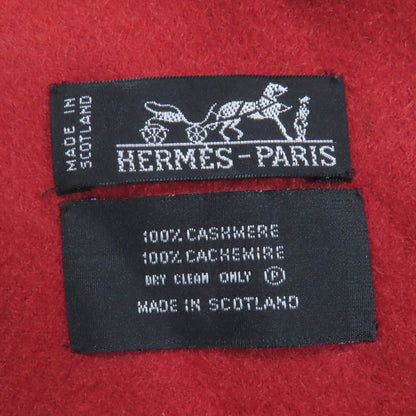 Hermes 100% Cashmere Large Shawl Scarf With Logo Embroidery And Fringe Orange