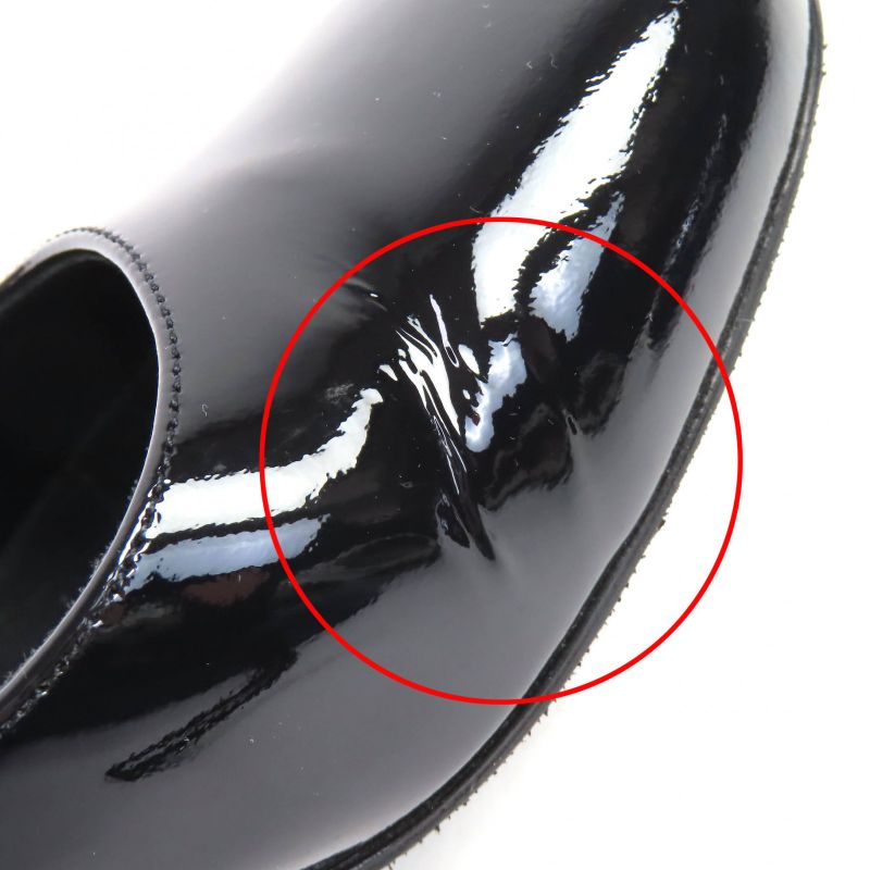 CHANEL G45356 Mary Jane Patent Leather Coco Mark Grosgrain Ribbon Pumps Black