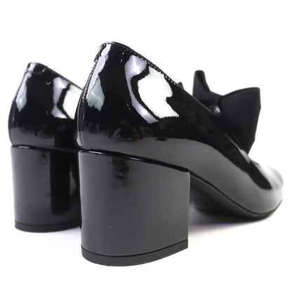 CHANEL G45356 Mary Jane Patent Leather Coco Mark Grosgrain Ribbon Pumps Black