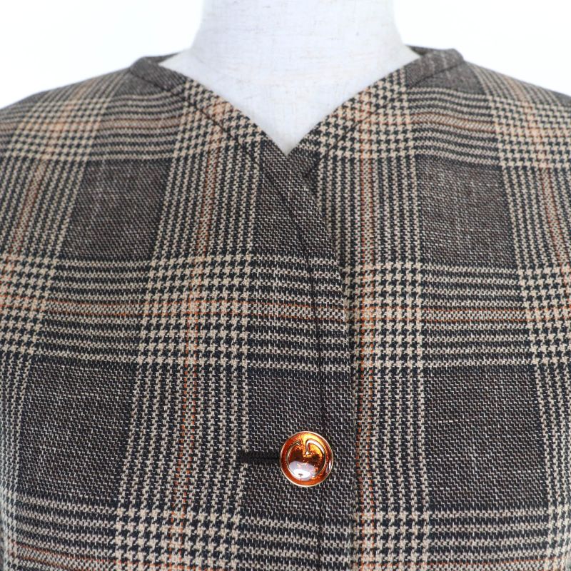 Gucci 22AW 699152 Wool Glencheck Prince Of Wales Belted Coat Brown 36 Made In